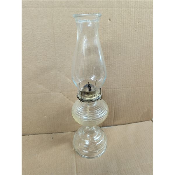 Vintage Clear Glass Oil Lamp W/ Chimney