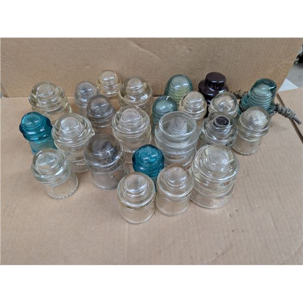 Lot of Vintage Clear, Blue, and etc. insulators