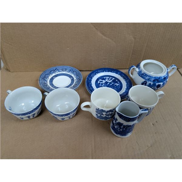 Lot of Blue and White Made in England and Marked China Ware