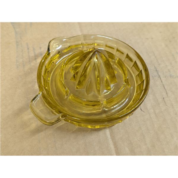 Vintage Yellow Glass Hand Juicer