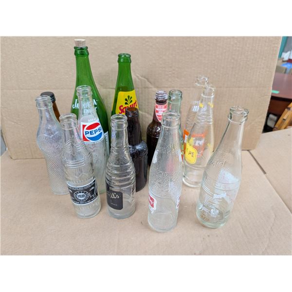 Lot of Vintage Pop Bottles (Squirt, Stubby, Pepsi, and etc.)