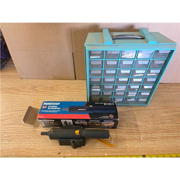 Parts organizer and cordless screw driver