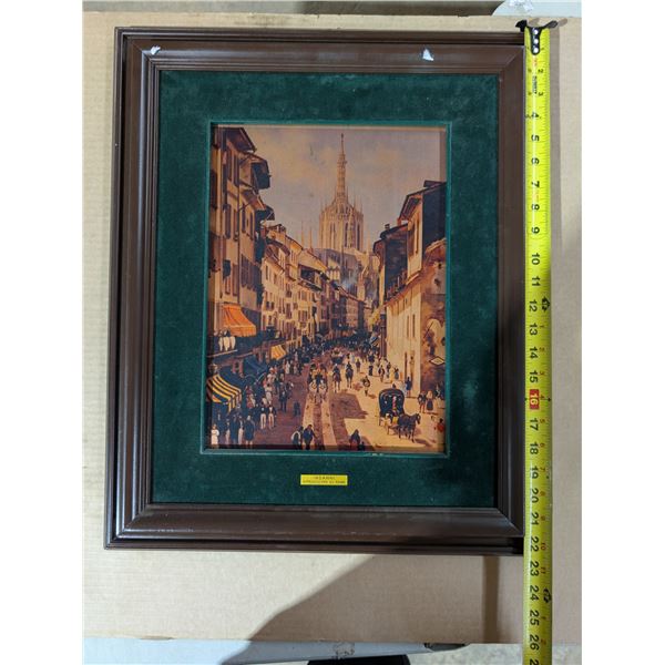 Vintage Framed Ingami Riproduzione Su Rame Art Work 23x19"