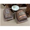 Image 2 : Vintage US Barrel Design Cookie Jar, Butter Dish, Water Pitcher, and etc.