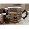 Image 4 : Vintage US Barrel Design Cookie Jar, Butter Dish, Water Pitcher, and etc.