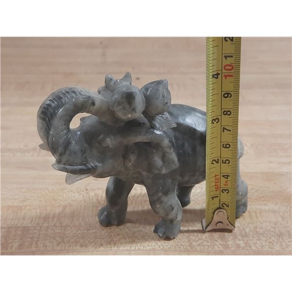 Grey Hand-Curved Stone Elephant.
