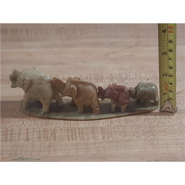 Vintage Hand-curved Stone Elephant Figurines from India, often crafted from soapstone or onyx.