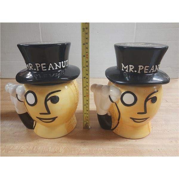 Mr. Peanut Jars. (Minor Chip On One Lid)