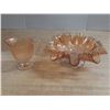 Image 3 : Vintage Marigold Carnival Glass Bowl  and Cup.