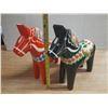 Image 1 : Traditional Handcrafted Swedish Dala Horse Figurines Painted Inn Red And Black with intricate folk a