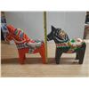 Image 2 : Traditional Handcrafted Swedish Dala Horse Figurines Painted Inn Red And Black with intricate folk a