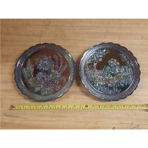 Vintage Carnival Glass Chop Plates - Made by the Imperial Glass.