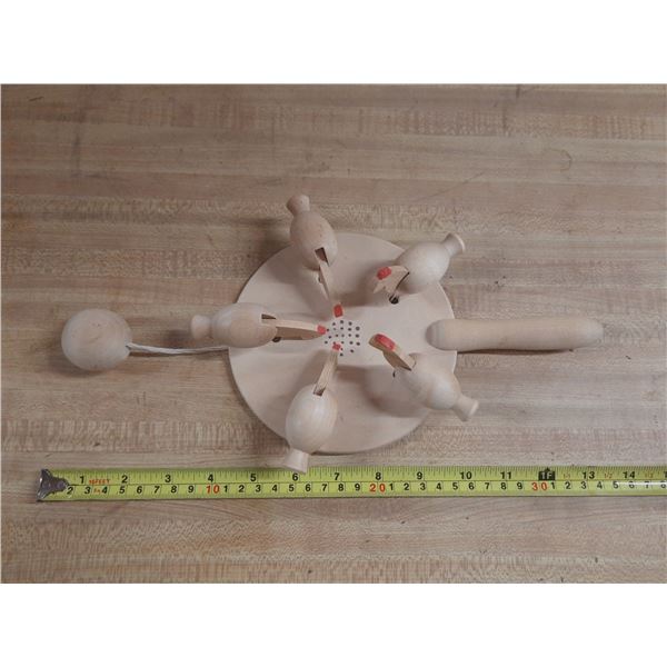 Traditional Wooden Pecking Chicken Paddle Toy. (Made In Sweden)