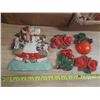 Image 2 : Vintage Chalkware Wall Plaques featuring a Dutch Girl and Fruit Design.