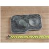 Image 1 : Vintage Stone Ashtray Featuring a Curved Sculpture Reminiscent of Inuit Art.
