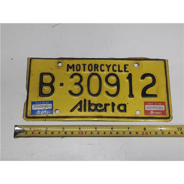 Alberta Motorcycle License Plate.