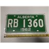 Image 1 : 1962 Alberta License Plate.
