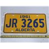 Image 1 : 1961 Alberta License Plate.