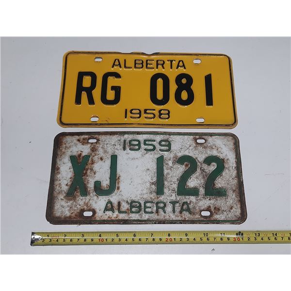 1958 and 1959 Alberta License Plate.