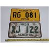 Image 1 : 1958 and 1959 Alberta License Plate.