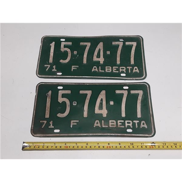 1971 Alberta License Plate. (In Pair)