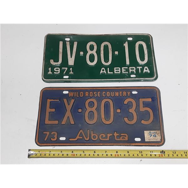 1971 and 1973 Alberta License Plate.