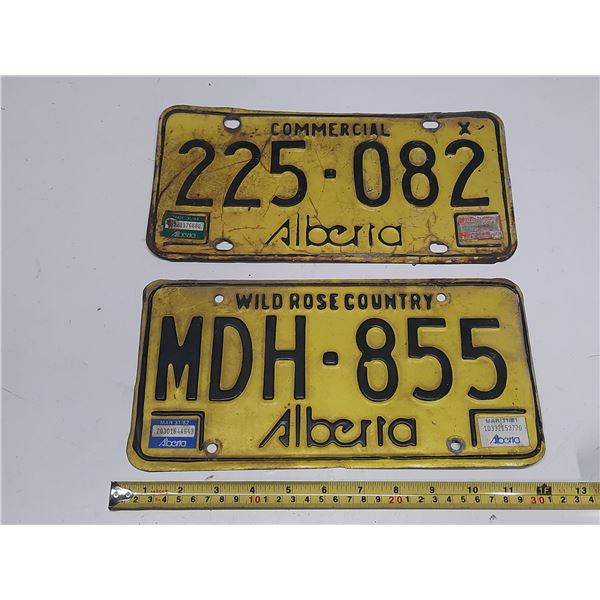 Alberta Commercial and Alberta Wild Rose License Plates.