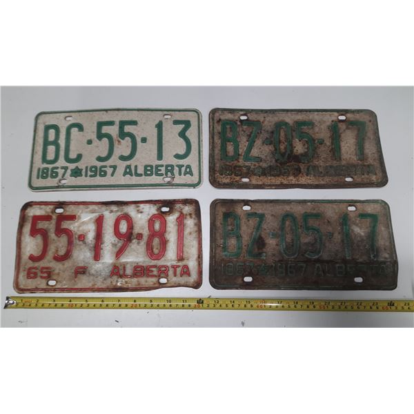 (3) 1967 (One In Pair) and 1965 Alberta License Plates.