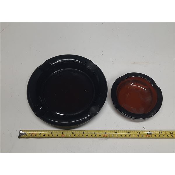 Vintage Amber Brown Glass Ashtray Small and Large Size.