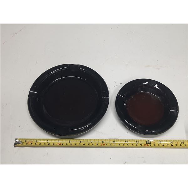 Vintage Amber Brown Glass Ashtray Small and Large Size.
