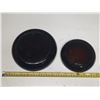 Image 2 : Vintage Amber Brown Glass Ashtray Small and Large Size.