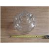 Image 2 : Vintage Bright's Wines clear glass jug with a side handle and embossed garland design.