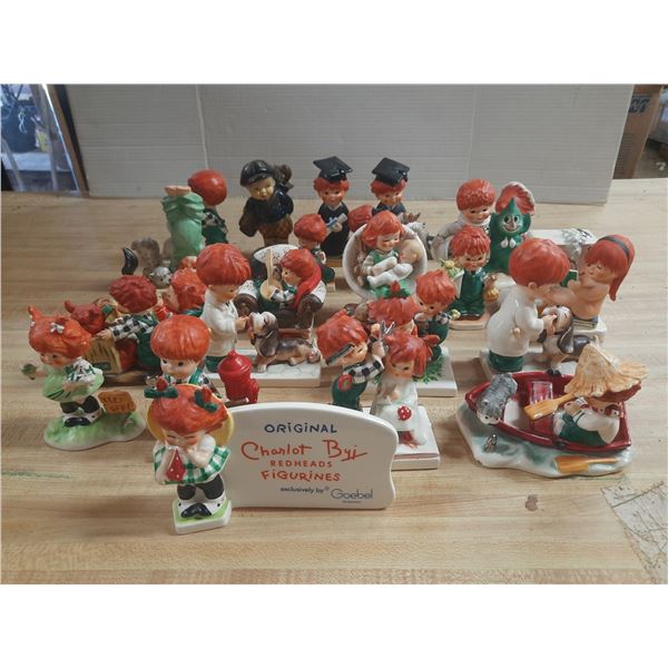 Vintage Goebel porcelain figurines from the "Redheads" collection designed by Charlot Byj.