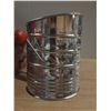 Image 3 : Vintage Bromwell's flour Sifter featuring a distinctive red wood knob on the hand crank.