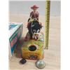Image 3 : Vintage Linemar "Bubbling Bull" battery-operated tin toys, including the original box and "Wild West