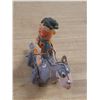 Image 2 : Vintage 1962 Louis Marx tin lithograph wind-up toy featuring Fred Flintstone riding Dino, originally