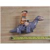 Image 3 : Vintage 1962 Louis Marx tin lithograph wind-up toy featuring Fred Flintstone riding Dino, originally