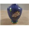 Image 2 : Vintage Chinese cloisonné vase featuring a vibrant blue background with a floral cherry blossom desi