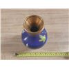 Image 3 : Vintage Chinese cloisonné vase featuring a vibrant blue background with a floral cherry blossom desi