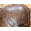 Image 9 : Vintage Middle Eastern or African camel saddle stool, featuring a dark brown leather seat and a carv