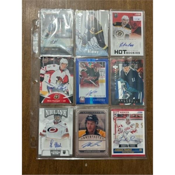 Autographed Hockey Cards - 1 Sheet (9 Hockey Cards)