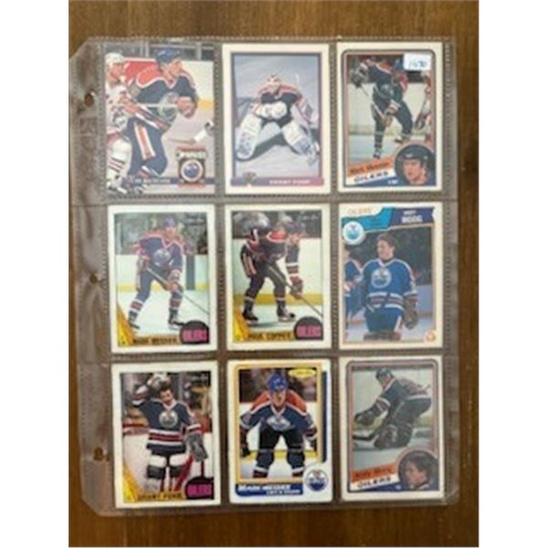 1980's Edmnonton Oiler Hockey Cards - 1 Sheet (9 Hockey Cards)
