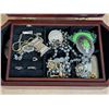 Image 2 : Wood Jewelry Box w/ Rings, Necklaces, Buckles, and etc.