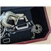 Image 4 : Wood Jewelry Box w/ Rings, Necklaces, Buckles, and etc.