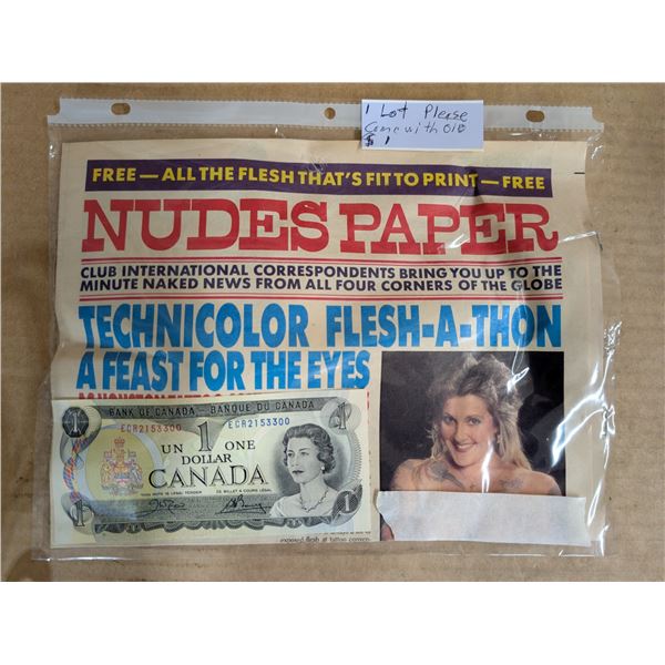 Vintage Nude News Paper, Portfolio Cards,1973 Dollar, and etc.