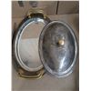 Image 3 : Unverified E.P. Brass Copper Plated Tray and Made in England Knife Roast Set