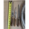 Image 5 : Unverified E.P. Brass Copper Plated Tray and Made in England Knife Roast Set