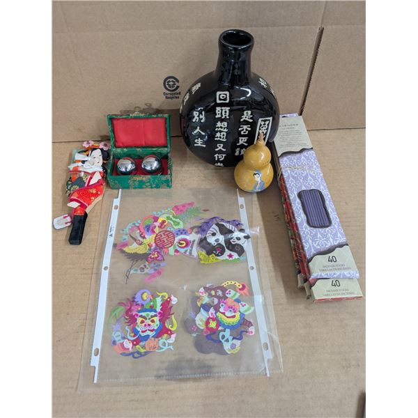 Lot of Asian Inspired Items (Medicine balls, Vase, Décor, and etc.)