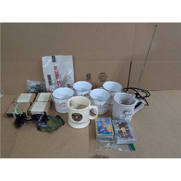 Lot of Misc. household, Mugs, Soap, headphones, and etc.