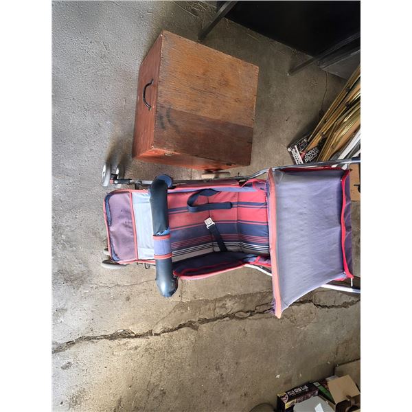 Kids stroller and wood storage box